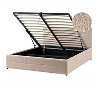 Beliani Ottoman Bed Massognes Boucle Beige 140 X 200 Cm