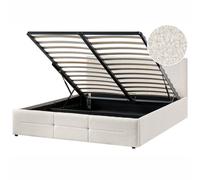 Ottoman Bed MASSOGNES Boucle Off-White 160 x 200 cm