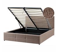 Beliani Ottoman Bed Massognes Boucle Taupe 140 X 200 Cm