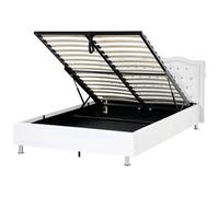 Beliani Ottoman Bed Faux Leather Metz 140 X 200 Cm Eu Double White, White