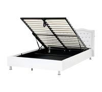 Beliani Ottoman Bed Metz Faux Leather White 160 X 200 Cm (Eu King Size)