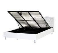 Beliani Ottoman Bed Metz Faux Leather White 180 X 200 Cm (Eu Super King)