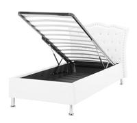 Ottoman Bed METZ Faux Leather White 90 x 200 cm (EU Single)