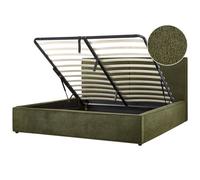 Beliani Ottoman Bed Moissac Boucle Dark Green 180 X 200 Cm (Eu Super King)