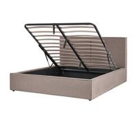 Beliani Ottoman Bed Moissac Fabric Taupe 160 X 200 Cm (Eu King Size)