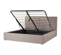 Beliani Ottoman Bed Fabric Moissac 180 X 200 Cm Eu Super King Taupe