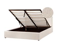 Beliani Ottoman Bed Montlaur Boucle Beige 160 X 200 Cm (Eu King Size)