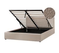 Beliani Ottoman Bed Montlaur Boucle Taupe 160 X 200 Cm (Eu King Size)