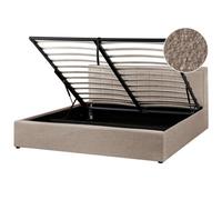 Beliani Ottoman Bed Montlaur Boucle Taupe 180 X 200 Cm (Eu Super King)