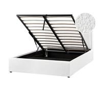 Beliani Ottoman Bed Montlaur Boucle White 140 X 200 Cm (Eu Double)