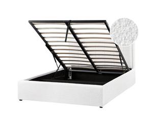 Beliani Ottoman Bed Montlaur Boucle White 140 X 200 Cm (Eu Double)