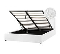 Beliani Ottoman Bed Montlaur Boucle White 160 X 200 Cm (Eu King Size)