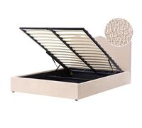 Beliani Ottoman Bed Nanterre Boucle Beige 160 X 200 Cm (Eu King Size)