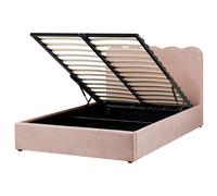 Ottoman Bed NANTERRE Fabric Pastel Pink 140 x 200 cm (EU Double)