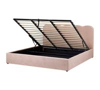 Beliani Ottoman Bed Nanterre Fabric Pastel Pink 180 X 200 Cm (Eu Super King)