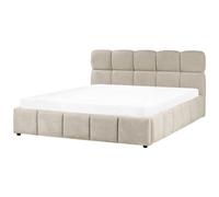 Beliani Ottoman Bed Noyon Fabric Taupe 180 X 200 Cm (Eu Super King)