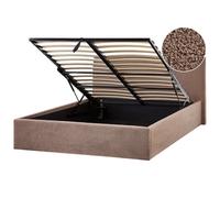 Beliani Ottoman Bed Orbey Boucle Brown 140 X 200 Cm (Eu Double)