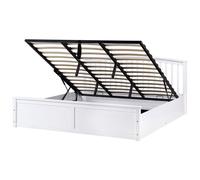 Ottoman Bed Pine Wood CLARBEC 180 x 200 cm (EU Super King) White