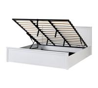 Ottoman Bed Pine Wood LAMBRES 180 x 200 cm (EU Super King) White