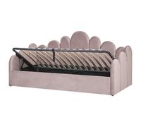 Beliani Ottoman Bed Polignac Velvet Pastel Pink 90 X 200 Cm (Eu Single)