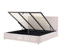 Beliani Ottoman Bed Quiberon Chenille Taupe 180 X 200 Cm (Eu Super King)