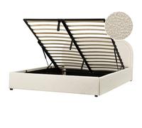 Beliani Ottoman Bed Quillien Boucle Light Beige 160 X 200 Cm (Eu King Size)