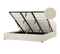 Beliani Ottoman Bed Quillien Boucle Light Beige 180 X 200 Cm (Eu Super King)
