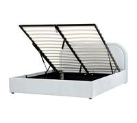 Beliani Ottoman Bed Chenille Quillien 160 X 200 Cm (Eu King Size) Light Blue