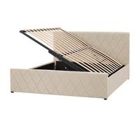 Beliani Ottoman Bed Rochefort Velvet Beige 160 X 200 Cm (Eu King Size)
