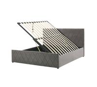 Ottoman Bed ROCHEFORT Velvet Grey 140 x 200 cm (EU Double)
