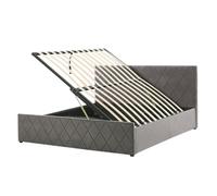 Beliani Ottoman Bed Rochefort Velvet Grey 160 X 200 Cm (Eu King Size)