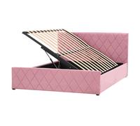 Beliani Ottoman Bed Rochefort Velvet Pink 140 X 200 Cm (Eu Double)