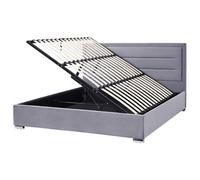 Beliani Ottoman Bed Rouen Velvet Dark Grey 180 X 200 Cm (Eu Super King)