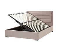 Beliani Ottoman Bed Rouen Velvet Taupe 160 X 200 Cm (Eu King Size)