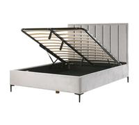 Beliani Ottoman Bed Sezanne Velvet Light Grey 160 X 200 Cm (Eu King Size)
