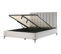 Ottoman Bed Velvet SEZANNE 180 x 200 cm (EU Super King) Light Grey