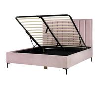 Beliani Ottoman Bed Sezanne Velvet Pink 180 X 200 Cm (Eu Super King)