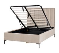Beliani Ottoman Bed Sezanne Velvet Taupe 140 X 200 Cm (Eu Double)