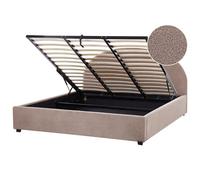 Beliani Ottoman Bed Boucle Vaucluse 180 X 200 Cm Eu Super King Taupe