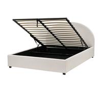 Beliani Ottoman Bed Fabric Vaucluse 160 X 200 Cm Eu King Size Light Beige