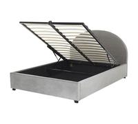 Beliani Ottoman Bed Vaucluse Velvet Light Grey 160 X 200 Cm (Eu King Size)