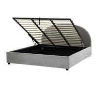 Beliani Ottoman Bed Vaucluse Velvet Light Grey 180 X 200 Cm (Eu Super King)