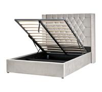 Beliani Ottoman Bed Velvet LUBBON 140 x 200 cm (EU Double) Light Grey, Silver