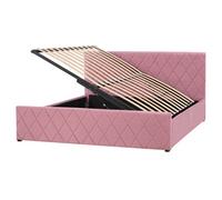 Beliani Ottoman Bed Velvet Rochefort 160 X 200 Cm Eu King Size Pink, Pink