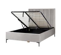 Ottoman Bed Velvet SEZANNE 140 x 200 cm (EU Double) Light Grey