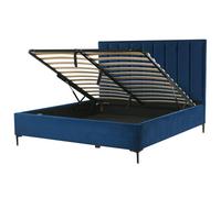 Beliani Ottoman Bed Velvet Sezanne 180 X 200 Cm (Eu Super King) Navy Blue