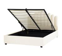 Beliani Ottoman Bed Vincennes Velvet Off-White 160 X 200 Cm (Eu King Size)