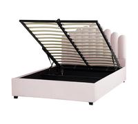 Beliani Ottoman Bed Vincennes Velvet Pastel Pink 140 X 200 Cm (Eu Double)