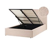 Beliani Ottoman Bed Vion Boucle Beige 120 X 200 Cm (Eu Small Double)