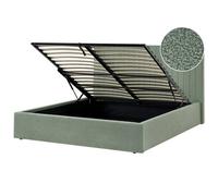 Beliani Ottoman Bed Vion Boucle Green 160 X 200 Cm (Eu King Size)